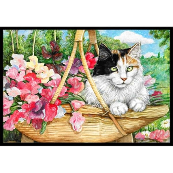 Carolines Treasures Carolines Treasures CDCO0178MAT Cat in Basket Indoor or Outdoor Mat; 18 x 27 CDCO0178MAT - main